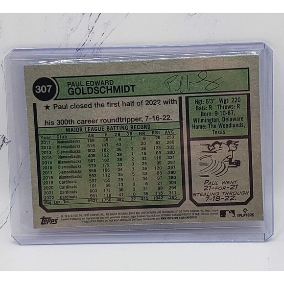 2023 Topps Heritage Blue Speckle PAUL GOLDSCHMIDT #307 Cardinals - Picture 2 of 4